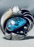 One Of The Best Ever Vintage Native American Navajo Turquoise Bear Sterling Silver Ring-Nativo Arts