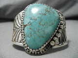 Tremendous Heavy Vintage Native American Navajo Spiderweb Turquoise Sterling Silver Bracelet-Nativo Arts