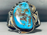 One Of Best Ever Vintage Native American Navajo Old Kingman Turquoise Sterling Silver Bracelet-Nativo Arts