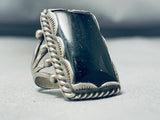 Newsworthy Vintage Native American Navajo Jet Stone Sterling Silver Ring-Nativo Arts