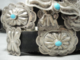 Important Vintage Native American Navajo Turquoise Sterling Silver Authentic Concho Belt-Nativo Arts