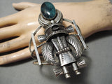 One Of Biggest Best Vintage Native American Navajo Turquoise Kachina Sterling Silver Bracelet-Nativo Arts