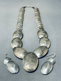 Sensational Vintage Native American Navajo Sterling Silver Necklace & Earring Set-Nativo Arts