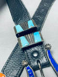 One Of The Best Vintage Native American Turquoise Sterling Silver Inlay Belt-Nativo Arts