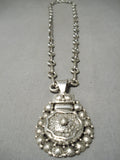 Thick Heavy Sturdy Native American Navajo Sterling Silver Detailed Necklace-Nativo Arts