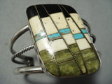 So Intricate!! Vintage Zuni/ Santo Domingo Turquoise Sterling Silver Bracelet-Nativo Arts