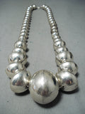 Astonishing Navajo Native American Sterling Silver Huge Pillow Beads Necklace-Nativo Arts