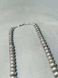 Heavy 92 Gram Vintage Native American Navajo Hand Tooled Sterling Silver Bead Necklace-Nativo Arts