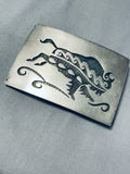 One Of The Best Native American Hopi Artist Vintage Sterling Silver Buckle-Nativo Arts