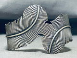 Extremely Detailed Leaf Vintage Native American Navajo Sterling Silver Bracelet Cuff-Nativo Arts