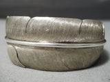 So Detailed!! Time Consuming Vintage Native American Navajo Feather Sterling Silver Bracelet-Nativo Arts