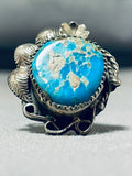 Superior Vintage Native American Navajo Kingman Turquoise Sterling Silver Ring-Nativo Arts