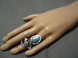 Detailed!! Native American Navajo Kachina Royston Turquoise Sterling Silver Ring-Nativo Arts