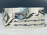 Freddy Douglas Vintage Native American Navajo Hand Tooled Sterling Silver Bracelet-Nativo Arts