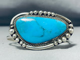 Important Nez Native American Navajo Blue Diamond Turquoise Sterling Silver Bracelet-Nativo Arts