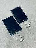 Native American Very Intricate Santo Domingo Turquoise Geometirc Sterling Silver Earrings-Nativo Arts