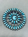 Exceptional Vintage Native American Navajo Turquoise Sterling Silver Pin-Nativo Arts
