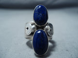 Exquisite Navajo Lapis Sterling Silver Ring Native American-Nativo Arts