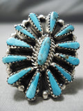 Marvelous Vintage Native American Navajo Turquoise Sun Sterling Silver Ring-Nativo Arts