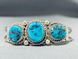 Marvelous Vintage Native American Navajo Kingman Turquoise Sterling Silver Bracelet-Nativo Arts