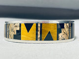One Of The Best Vintage Native American Navajo Tigers Eye Sterling Silver Inlay Bracelet-Nativo Arts