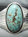 Signed Vintage Native American Navajo #8 Turquoise Mine Sterling Silver Bracelet-Nativo Arts