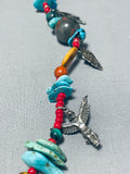Very Unique Vintage Southwest Vintage Turquoise Sterling Silver Charm Necklace-Nativo Arts