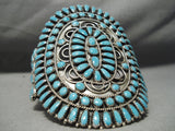 Craziest Vintage Native American Navajo Larry Moses Begay Turquoise Sterling Silver Bracelet-Nativo Arts