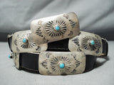 Amazing Vintage Native American Navajo Turquoise Sterling Silver Concho Belt Old-Nativo Arts