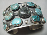Huge Heavy Vintage Native American Navajo Green Bisbee Turquoise Sterling Silver Bracelet-Nativo Arts