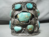 Native American 300 Grams Big Best Vintage Men's Navajo Turquoise Sterling Silver Bracelet-Nativo Arts