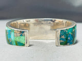 Native American Rare Aqua Turquoise Southwestern Thick Sterling Silver Bracelet Cuff-Nativo Arts