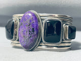 Best Vintage Native American Navajo Sugulite Jet Sterling Silver Bracelet Cuff-Nativo Arts