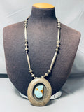 One Of The Best Vintage Native American Navajo #8 Turquoise Sterling Silver Long Necklace-Nativo Arts