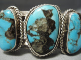 Museum Vintage Native American Navajo Bisbee Turquoise Sterling Silver Bracelet Old-Nativo Arts
