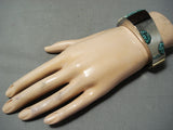 San Begay Vintage Native American Navajo Turquoise Sterling Silver Wood Inlay Bracelet Old-Nativo Arts