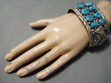Mark Smith Vintage Native American Navajo Morenci Turquoise Sterling Silver Bracelet Old-Nativo Arts