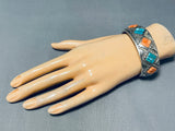 One Of The Most Unique Vintage Native American Navajo Turquoise Shell Sterling Silver Bracelet-Nativo Arts