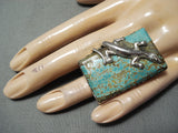 Fabulous San Felipe 8 Turquoise Sterling Silver Gekko Ring Native American-Nativo Arts