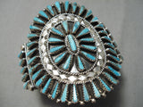 Incredible Vintage Native American Navajo Turquoise Teardrop Sterling Silver Bracelet-Nativo Arts