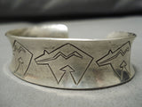 Incredible Vintage Native American Navajo Bear Sterling Silver Bracelet Cuff Old-Nativo Arts