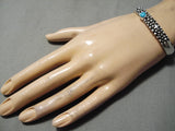 Native American Important Santo Domingo Vintage Sterling Silver Turquoise Bracelet-Nativo Arts