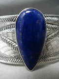 Spectacular Vintage Navajo Lapis Sterling Silver Bracelet Native American Old-Nativo Arts