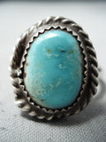 Marvelous Vintage Navajo Turquoise Sterling Silver Ring Native American Old-Nativo Arts