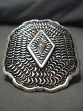 Wow Stamp Work Genius Native American Navajo Important Sterling Silver Ring-Nativo Arts