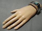 Stunning Modernistic Native American Navajo Carico Lake Turquoise Sterling Silver Bracelet Cuff-Nativo Arts
