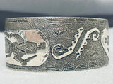 Expressive Vintage Native American Navajo Sterling Silver Kachina Bracelet Signed-Nativo Arts