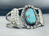 Exquisite Vintage Native American Navajo Pilot Mountain Turquoise Sterling Silver Bracelet-Nativo Arts