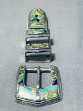 One Of The Best Ever Vintage Native American Navajo Turquoise Sterling Silver Buckle Set-Nativo Arts