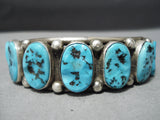 Impressive Vintage Native American Navajo Sleeping Beauty Turquoise Sterling Silver Bracelet Old-Nativo Arts